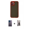 MARSİLYAN™- iPhone 12 Pro Max Kılıf Ahenk Çizgi Serisi - Siyah Bilvis Hayalet Cam Ekran Koruyucu + Neon Fosforlu Kamera Lens - MI