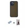 MARSİLYAN™- iPhone 12 Pro Max Kılıf Ahenk Çizgi Serisi - Siyah Bilvis Hayalet Cam Ekran Koruyucu + Shine Kamera Lens Koruma Cam - MI