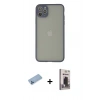 MARSİLYAN™- iPhone 12 Pro Max Kılıf Ahenk Çizgi Serisi - Siyah Bilvis Hayalet Cam Ekran Koruyucu + Shine Kamera Lens Koruma Cam - MI