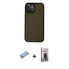 MARSİLYAN™- iPhone 12 Pro Max Kılıf Ahenk Çizgi Serisi - Siyah Bilvis Hayalet Cam Ekran Koruyucu + Shine Kamera Lens Koruma Cam - MI