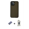 MARSİLYAN™- iPhone 12 Pro Max Kılıf Ahenk Çizgi Serisi - Siyah Bilvis Hayalet Cam Ekran Koruyucu + Metal Kamera Lens Koruma Cam - GD