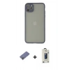 MARSİLYAN™- iPhone 12 Pro Max Kılıf Ahenk Çizgi Serisi - Siyah Bilvis Hayalet Cam Ekran Koruyucu + Metal Kamera Lens Koruma Cam - GD