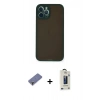 MARSİLYAN™- iPhone 12 Pro Max Kılıf Ahenk Çizgi Serisi - Siyah Bilvis Hayalet Cam Ekran Koruyucu + Metal Kamera Lens Koruma Cam - GD