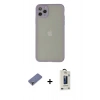MARSİLYAN™- iPhone 12 Pro Max Kılıf Ahenk Çizgi Serisi - Siyah Bilvis Hayalet Cam Ekran Koruyucu + Metal Kamera Lens Koruma Cam - GD