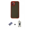 MARSİLYAN™- iPhone 12 Pro Max Kılıf Ahenk Çizgi Serisi - Siyah Bilvis Hayalet Cam Ekran Koruyucu + Metal Kamera Lens Koruma Cam - GD