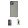 MARSİLYAN™- iPhone 12 Pro Max Kılıf Ahenk Çizgi Serisi - Siyah Bilvis Hayalet Cam Ekran Koruyucu + Neon Fosforlu Kamera Lens - TU