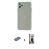 MARSİLYAN™- iPhone 12 Pro Max Kılıf Ahenk Çizgi Serisi - Siyah Bilvis Hayalet Cam Ekran Koruyucu + Pembe Renkli Kamera Lens Koruma Cam