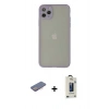 MARSİLYAN™- iPhone 12 Pro Max Kılıf Ahenk Çizgi Serisi - Siyah Bilvis Hayalet Cam Ekran Koruyucu + Renkli Kamera Lens Koruma Cam - PE