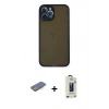 MARSİLYAN™- iPhone 12 Pro Max Kılıf Ahenk Çizgi Serisi - Siyah Bilvis Hayalet Cam Ekran Koruyucu + Renkli Kamera Lens Koruma Cam - MI
