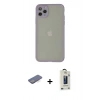 MARSİLYAN™- iPhone 12 Pro Max Kılıf Ahenk Çizgi Serisi - Siyah Bilvis Hayalet Cam Ekran Koruyucu + Renkli Kamera Lens Koruma Cam - MI