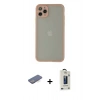 MARSİLYAN™- iPhone 12 Pro Max Kılıf Ahenk Çizgi Serisi - Siyah Bilvis Hayalet Cam Ekran Koruyucu + Renkli Kamera Lens Koruma Cam - MI