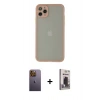 MARSİLYAN™- iPhone 12 Pro Max Kılıf Ahenk Çizgi Serisi - Siyah Bilvis Hayalet Cam Ekran Koruyucu + Neon Fosforlu Kamera Lens - SI