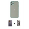 MARSİLYAN™- iPhone 12 Pro Max Kılıf Ahenk Çizgi Serisi - Siyah Bilvis Hayalet Cam Ekran Koruyucu + Neon Fosforlu Kamera Lens - SI
