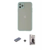 MARSİLYAN™- iPhone 12 Pro Max Kılıf Ahenk Çizgi Serisi - Siyah Bilvis Hayalet Cam Ekran Koruyucu + Renkli Kamera Lens Koruma Cam - SI