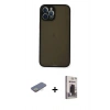 MARSİLYAN™- iPhone 12 Pro Max Kılıf Ahenk Çizgi Serisi - Siyah Bilvis Hayalet Cam Ekran Koruyucu + Renkli Kamera Lens Koruma Cam - SI