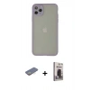 MARSİLYAN™- iPhone 12 Pro Max Kılıf Ahenk Çizgi Serisi - Siyah Bilvis Hayalet Cam Ekran Koruyucu + Renkli Kamera Lens Koruma Cam - SI