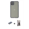 MARSİLYAN™- iPhone 12 Pro Max Kılıf Ahenk Çizgi Serisi - Siyah Bilvis Hayalet Cam Ekran Koruyucu + Renkli Kamera Lens Koruma Cam - SI
