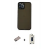 MARSİLYAN™- iPhone 12 Pro Max Kılıf Ahenk Çizgi Serisi - Siyah Bilvis Hayalet Cam Ekran Koruyucu + Shine Kamera Lens Koruma Cam - SABE