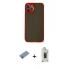 MARSİLYAN™- iPhone 12 Pro Max Kılıf Ahenk Çizgi Serisi - Siyah Bilvis Hayalet Cam Ekran Koruyucu + Shine Kamera Lens Koruma Cam - PE