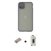 MARSİLYAN™- iPhone 12 Pro Max Kılıf Ahenk Çizgi Serisi - Siyah Bilvis Hayalet Cam Ekran Koruyucu + Shine Kamera Lens Koruma Cam - SABE