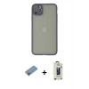 MARSİLYAN™- iPhone 12 Pro Max Kılıf Ahenk Çizgi Serisi - Siyah Bilvis Hayalet Cam Ekran Koruyucu + Shine Kamera Lens Koruma Cam - PE