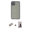 MARSİLYAN™- iPhone 12 Pro Max Kılıf Ahenk Çizgi Serisi - Siyah Bilvis Hayalet Cam Ekran Koruyucu + Shine Kamera Lens Koruma Cam - SABE