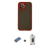 MARSİLYAN™- iPhone 12 Pro Max Kılıf Ahenk Çizgi Serisi - Siyah Bilvis Hayalet Cam Ekran Koruyucu + Shine Kamera Lens Koruma Cam - GD