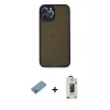 MARSİLYAN™- iPhone 12 Pro Max Kılıf Ahenk Çizgi Serisi - Siyah Bilvis Hayalet Cam Ekran Koruyucu + Shine Kamera Lens Koruma Cam - GI