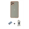 MARSİLYAN™- iPhone 12 Pro Max Kılıf Ahenk Çizgi Serisi - Siyah Bilvis Hayalet Cam Ekran Koruyucu + Shine Kamera Lens Koruma Cam - PE