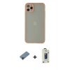 MARSİLYAN™- iPhone 12 Pro Max Kılıf Ahenk Çizgi Serisi - Siyah Bilvis Hayalet Cam Ekran Koruyucu + Shine Kamera Lens Koruma Cam - SH