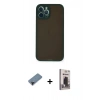 MARSİLYAN™- iPhone 12 Pro Max Kılıf Ahenk Çizgi Serisi - Siyah Bilvis Hayalet Cam Ekran Koruyucu + Shine Kamera Lens Koruma Cam - SH