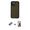 MARSİLYAN™- iPhone 12 Pro Max Kılıf Ahenk Çizgi Serisi - Siyah Bilvis Hayalet Cam Ekran Koruyucu + Shine Kamera Lens Koruma Cam - SH