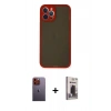 MARSİLYAN™- iPhone 12 Pro Max Kılıf Ahenk Çizgi Serisi - Siyah Bilvis Hayalet Cam Ekran Koruyucu + Neon Fosforlu Kamera Lens - TU