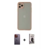 MARSİLYAN™- iPhone 12 Pro Max Kılıf Ahenk Çizgi Serisi - Siyah Bilvis Hayalet Cam Ekran Koruyucu + Neon Fosforlu Kamera Lens - TU