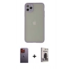 MARSİLYAN™- iPhone 12 Pro Max Kılıf Ahenk Çizgi Serisi - Siyah Bilvis Hayalet Cam Ekran Koruyucu + Neon Fosforlu Kamera Lens - TU