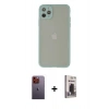 MARSİLYAN™- iPhone 12 Pro Max Kılıf Ahenk Çizgi Serisi - Siyah Bilvis Hayalet Cam Ekran Koruyucu + Neon Fosforlu Kamera Lens - TU