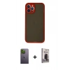 MARSİLYAN™- iPhone 12 Pro Max Kılıf Ahenk Çizgi Serisi - Siyah Bilvis Hayalet Cam Ekran Koruyucu + Neon Fosforlu Kamera Lens - YL
