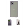 MARSİLYAN™- iPhone 12 Pro Max Kılıf Ahenk Çizgi Serisi - Siyah Bilvis Hayalet Cam Ekran Koruyucu + Neon Fosforlu Kamera Lens - YL