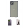 MARSİLYAN™- iPhone 12 Pro Max Kılıf Ahenk Çizgi Serisi - Siyah Bilvis Hayalet Cam Ekran Koruyucu + Neon Fosforlu Kamera Lens - YL