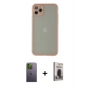 MARSİLYAN™- iPhone 12 Pro Max Kılıf Ahenk Çizgi Serisi - Siyah Bilvis Hayalet Cam Ekran Koruyucu + Neon Fosforlu Kamera Lens - YL