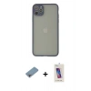 MARSİLYAN™- iPhone 12 Pro Max Kılıf Ahenk Çizgi Serisi - Siyah Joko 5D Cam + Shine Kamera Lens Koruma Cam - GI