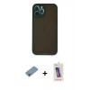 MARSİLYAN™- iPhone 12 Pro Max Kılıf Ahenk Çizgi Serisi - Siyah Joko 5D Cam + Shine Kamera Lens Koruma Cam - GI