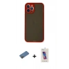 MARSİLYAN™- iPhone 12 Pro Max Kılıf Ahenk Çizgi Serisi - Siyah Joko 5D Cam + Shine Kamera Lens Koruma Cam - GD