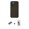 MARSİLYAN™- iPhone 12 Pro Max Kılıf Ahenk Çizgi Serisi - Siyah Joko 5D Cam + Shine Kamera Lens Koruma Cam - GD