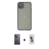 MARSİLYAN™- iPhone 12 Pro Max Kılıf Ahenk Çizgi Serisi - Siyah Joko 5D Cam + Neon Fosforlu Kamera Lens - BZ