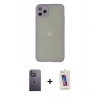 MARSİLYAN™- iPhone 12 Pro Max Kılıf Ahenk Çizgi Serisi - Siyah Joko 5D Cam + Neon Fosforlu Kamera Lens - BZ