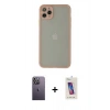MARSİLYAN™- iPhone 12 Pro Max Kılıf Ahenk Çizgi Serisi - Siyah Joko 5D Cam + Neon Fosforlu Kamera Lens - BZ