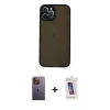 MARSİLYAN™- iPhone 12 Pro Max Kılıf Ahenk Çizgi Serisi - Siyah Joko 5D Cam + Neon Fosforlu Kamera Lens - SI