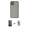 MARSİLYAN™- iPhone 12 Pro Max Kılıf Ahenk Çizgi Serisi - Siyah Joko 5D Cam + Neon Fosforlu Kamera Lens - YL