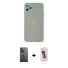MARSİLYAN™- iPhone 12 Pro Max Kılıf Ahenk Çizgi Serisi - Siyah Joko 5D Cam + Neon Fosforlu Kamera Lens - YL